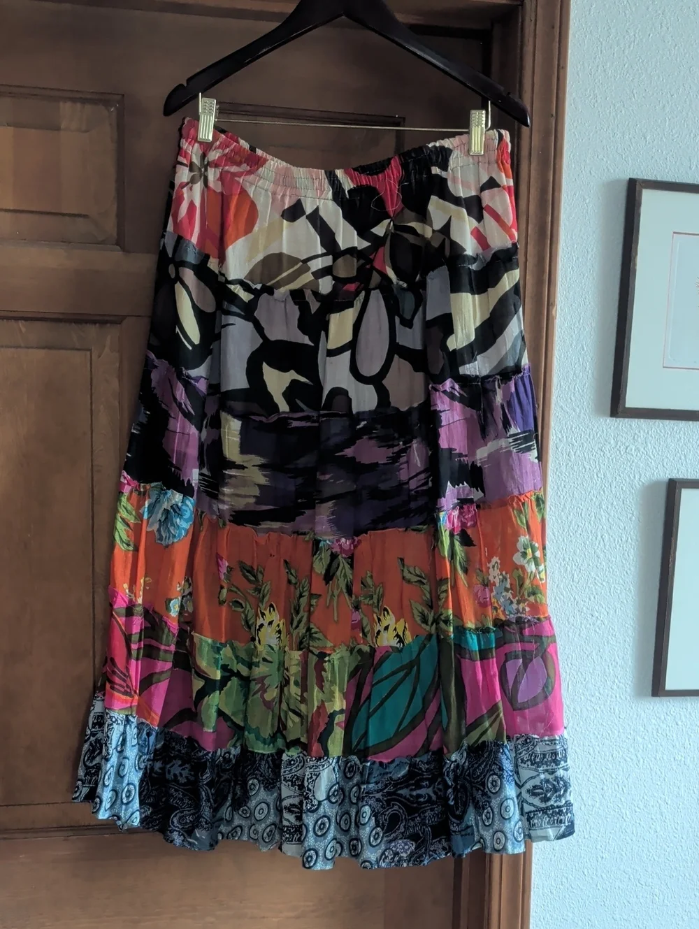 Bohemian Tiered Multi-Color Maxi Skirt